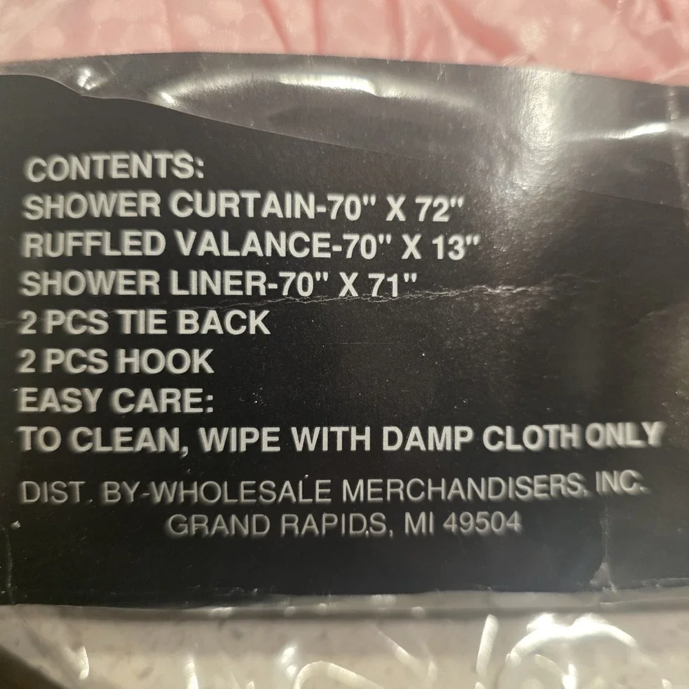 Deluxe Vinyl Swag Curtains Shower Curtains, Vinyl Liner & Tiebacks PINK Cottage